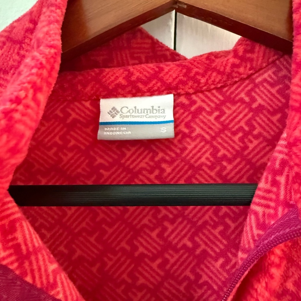 Columbia Pink Geometric Quarter Zip Fleece Women’s Size Small - Picture 2 of 3